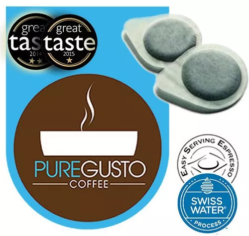 PureGusto Swiss Water Decaf Espresso Pods x 100 - Coffee Supplies